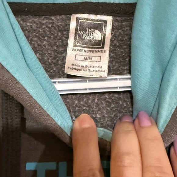 The North Face Gray Hoodie with Blue and Purple Logo - Picture 2 of 5